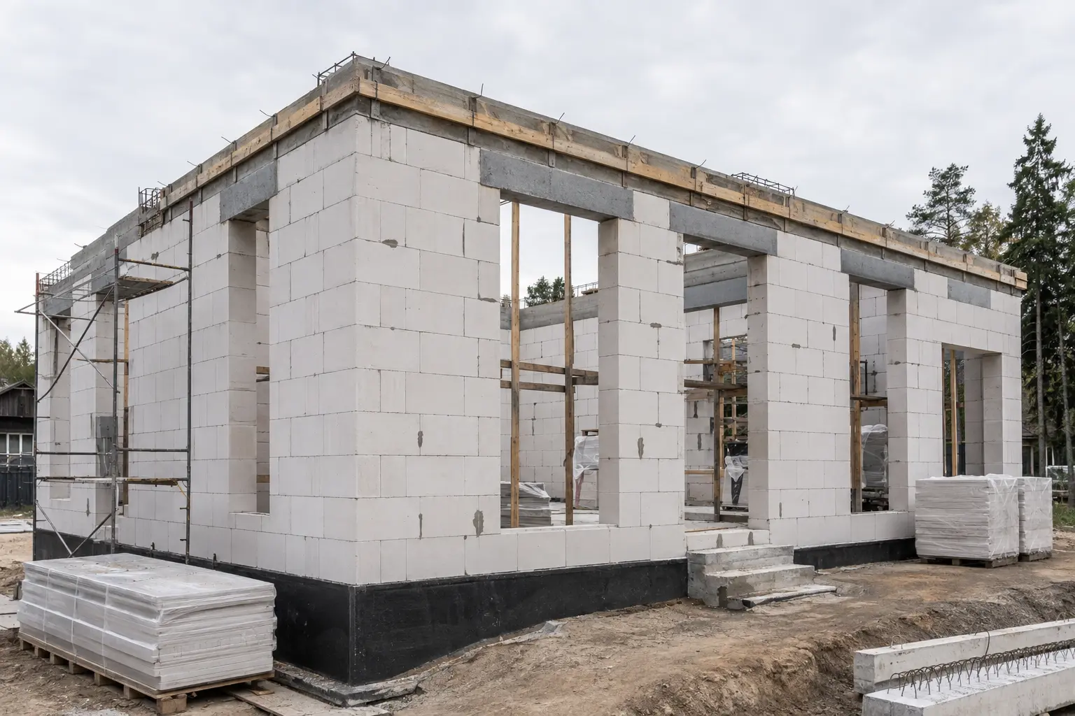 Демонстрационное строительство дома из газобетона